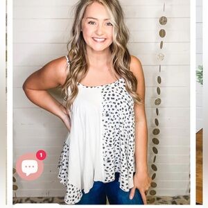White and Black Patterned  Flowy Tank Top NWT